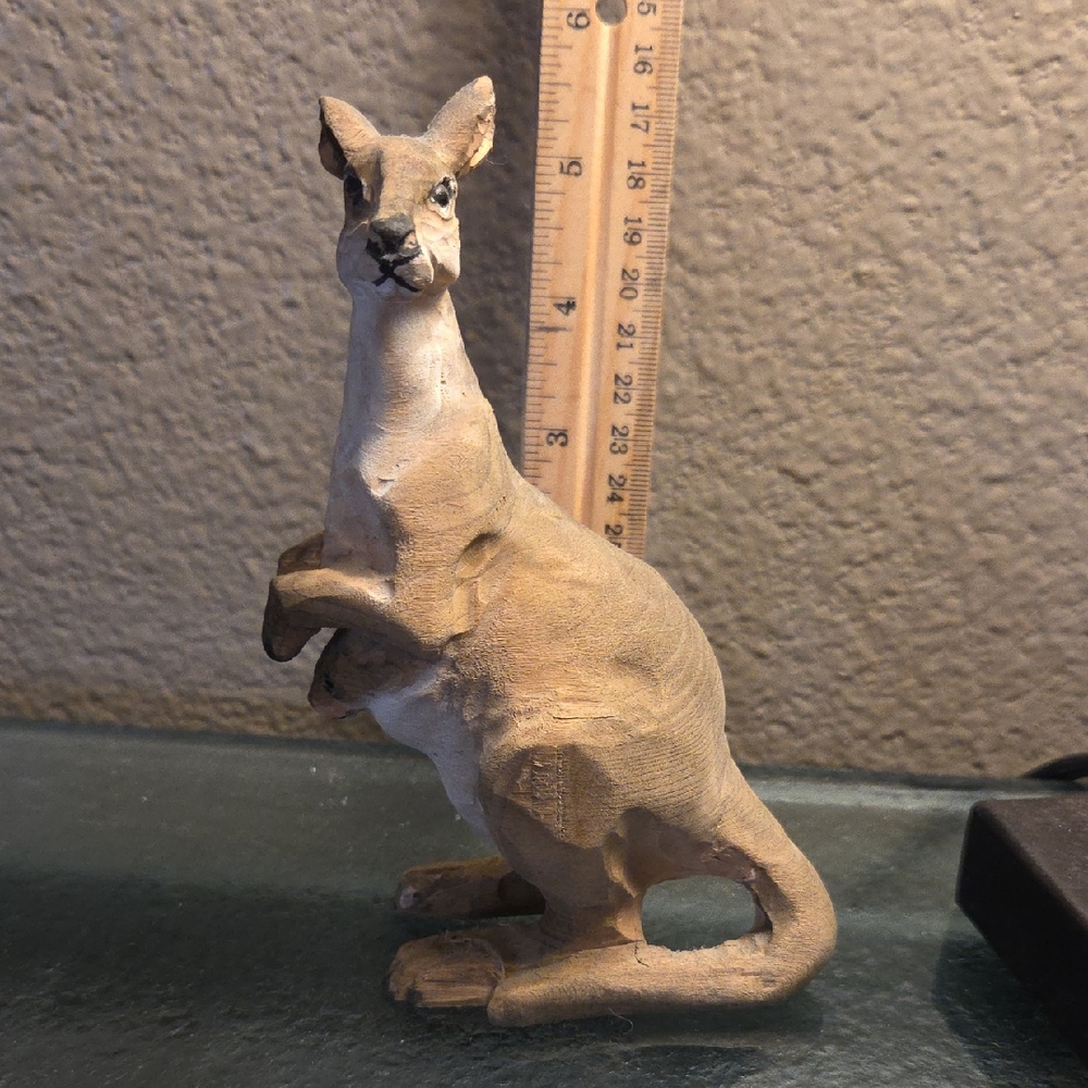 Handcrafted Wooden Kangaroo Figurine